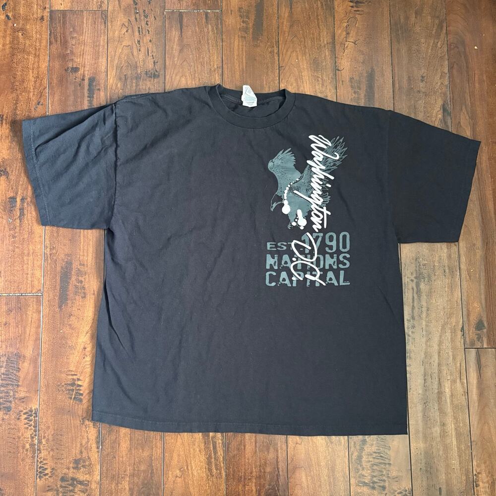 Y2K Skater Washington DC Delta Pro Weight Graphic T Shirt Mens XXL Black 2000s